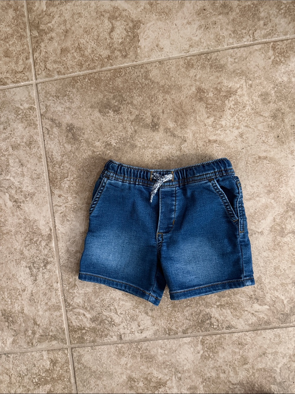 Carter's Blue Denim-Look Elastic Waist Shorts